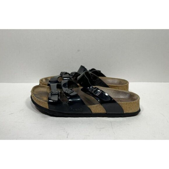 Birkenstock Birkis Florida 3 Straps Sandals Women’s Sz 8 N Black Patent Shoes - Picture 3 of 8